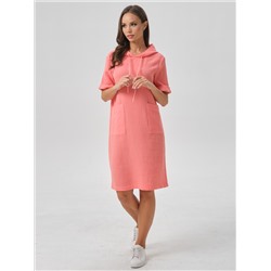 Платье коралловое с капюшоном