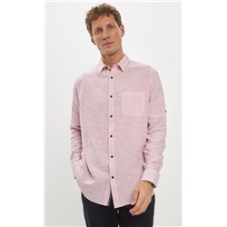 Рубашка д/р лен P411-0489 red