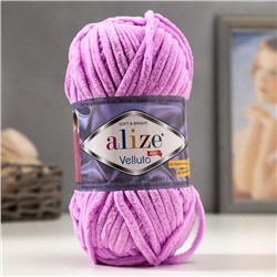 Плюшевая пряжа для вязания спицами, крючком ALIZE, Velluto, 100% микрополиэстер, 68 м/100 г, (378 орхидея)