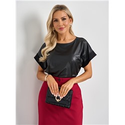 Блузка чёрная из искусственной кожи