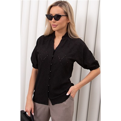 Блузка чёрная из полотна шитьё Гиацинт №3