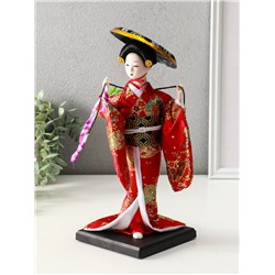 Кукла коллекционная «Японка с цветочной ветвью и в шляпе», 30 см