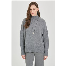 Свитер вязаный серый оверсайз