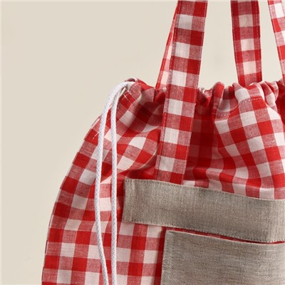 Сумка шоппер SL HOME Red cage, 50×50 см, 100% лён, 150 г/м2