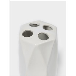 Набор аксессуаров для ванной комнаты Доляна «Геометрия», 4 предмета, дозатор, мыльница, два стакана, белый