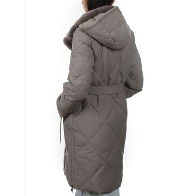 309 GRAY Пальто зимнее стеганое женское (200 гр. холлофайбер, натуральная норка)
