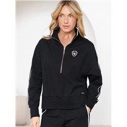 Джемпер с воротом на молнии и лампасами из футера двухнитки с эластаном