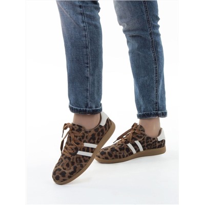 03-270-6PC LT. BROWN/LEOPARD Кеды женские (натуральная кожа)