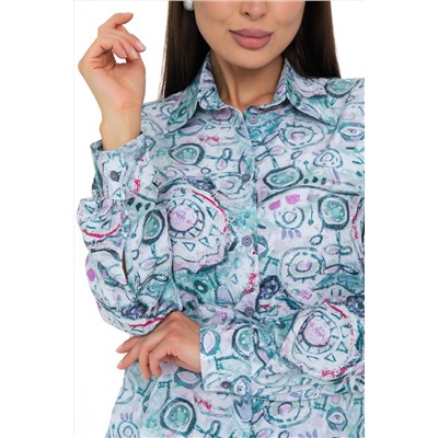 Рубашка голубая с принтом