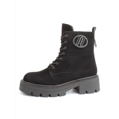 04-M3-1477 BLACK Ботинки зимние женские (натуральная замша, натуральный мех)