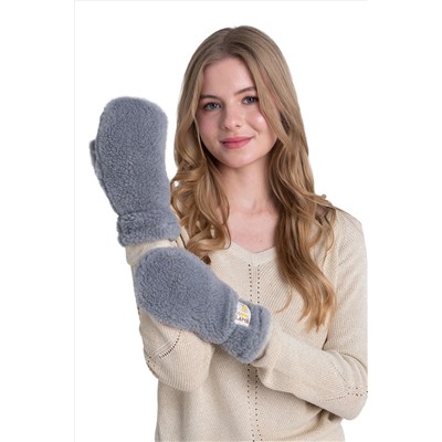 Варежки меховые на резинке СЕРЫЕ