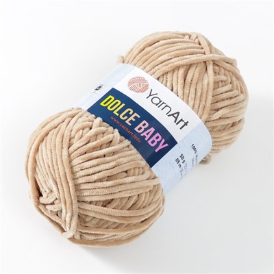 Плюшевая пряжа для вязания спицами, крючком YarnArt, Dolce Baby, 100% микрополиэстер, 85 м/50 г, (747 бежевый)