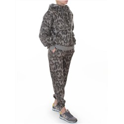869-3 GRAY/LEOPARD Костюм спортивный зимний женский (95% хлопок, 5% полиэстер)