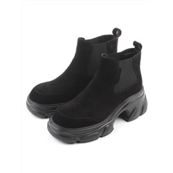 01-H23B-40B BLACK Ботинки демисезонные женские (натуральная замша, байка)