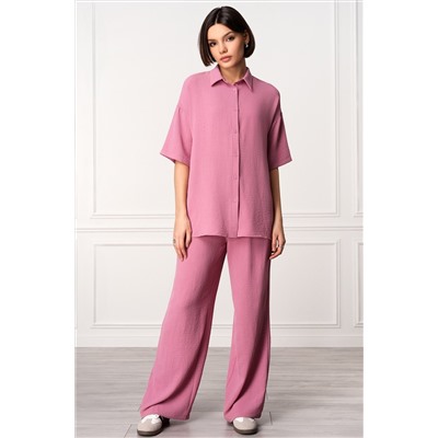 Женский летний костюм оверсайз из ткани-жатка Happyfox