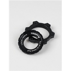 Адаптер тормозного диска (ротора) Six-hole (6 болтов) под крепление втулки Centerlock hub. TOOPRE CLDA-01 Комплект адаптер+ чашка. Черный