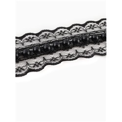 Рюш кружевной, с бусинами, 40 мм, 4.5±0.5 м, чёрный