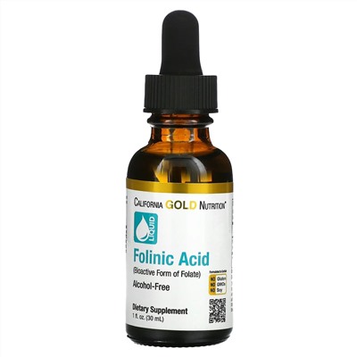 California Gold Nutrition, Фолиновая кислота, без спирта, 30 мл (1 жидк. унц.)