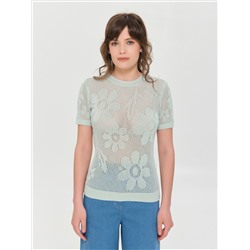 Джемпер вязаный светло-зелёного цвета с короткими рукавами