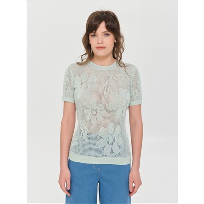 Джемпер вязаный светло-зелёного цвета с короткими рукавами