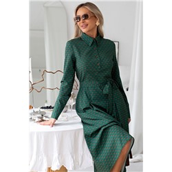 Платье длинное зелёное с поясом Калерия №3