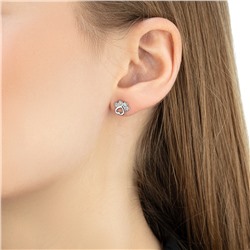 Серьги с фианитом родированные серебро 925*