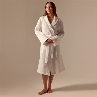 Халат вафельный женский SL HOME: Basic «Блан де Блан», хлопок 100%, белый