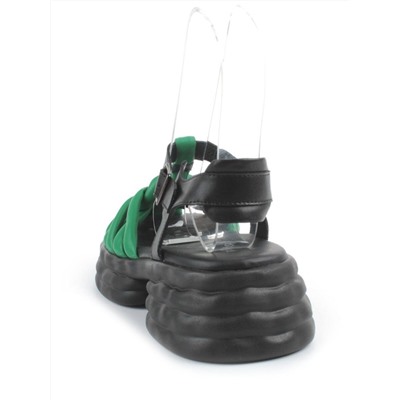 08-PEAG48-2 BLACK/GREEN Босоножки женские (натуральная кожа)