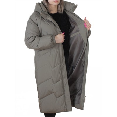 8883 GRAY/GREEN Пальто зимнее женское (150 гр. холлофайбер)