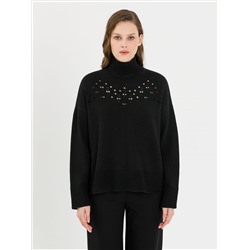 Свитер чёрный вязаный с ажурным рисунком