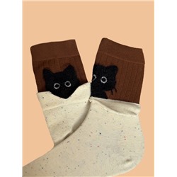 Носки р.35-40 "Cats" Коричневые