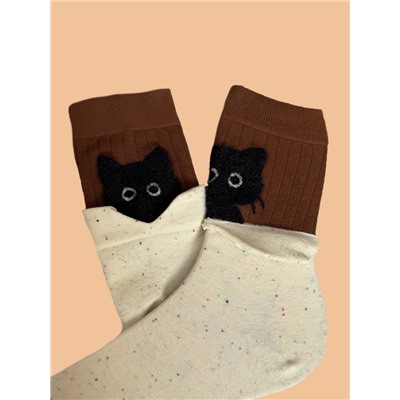 Носки р.35-40 "Cats" Коричневые