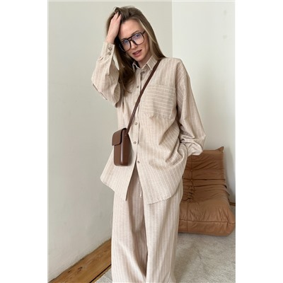 Костюм женский  SET065/08/Бежевый, белый