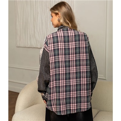 Рубашка #КТ2593 (1), пудровый,серый