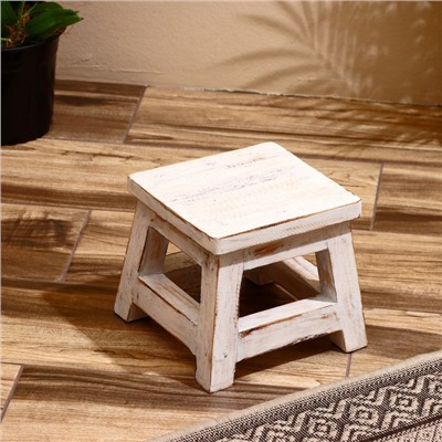 Табурет, 21×21×18 см, дерево албезия, белый