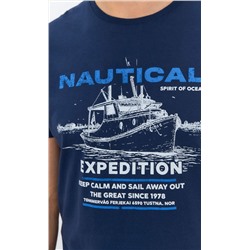 Футболка мужская с принтом F111-06bb-664 тёмно-синяя