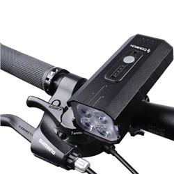 Фонарь передний COMIRON "FARA" корп алюминий IPX5; свет: 4*T6 LED, max. 1800lm аккум 5200mAh Type-c USB индикатор заряда POWER BANK 7 режимов/уп 60/50