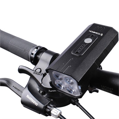 Фонарь передний COMIRON "FARA" корп алюминий IPX5; свет: 4*T6 LED, max. 1800lm аккум 5200mAh Type-c USB индикатор заряда POWER BANK 7 режимов/уп 60/50