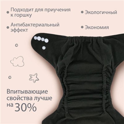 Многоразовый подгузник Крошка Я «Лисички», 3-8 кг, угольно-бамбуковая ткань, голубой