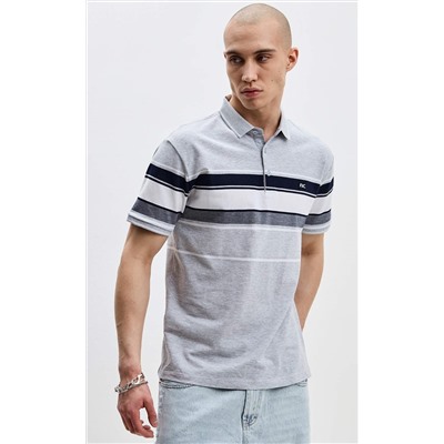 Футболка-поло F411-07-5174 grey melange
