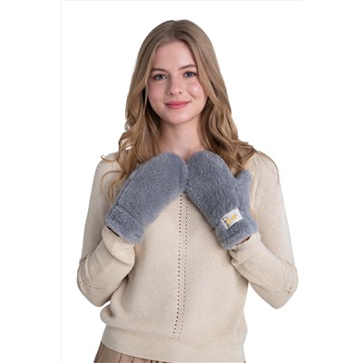 Варежки меховые на резинке СЕРЫЕ