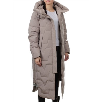 H268 DK. BEIGE Пальто зимнее женское (170 гр. холлофайбер)