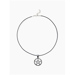 Кулон «Белая пентаграмма», цвет чернёное серебро на чёрном шнурке, 45 см