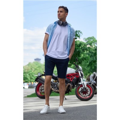Шорты лен F511-0960-1 navy