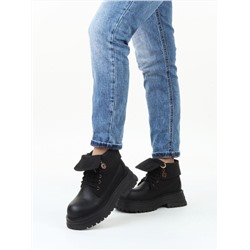 01-A14-1 BLACK Ботинки демисезонные женские (натуральная кожа)