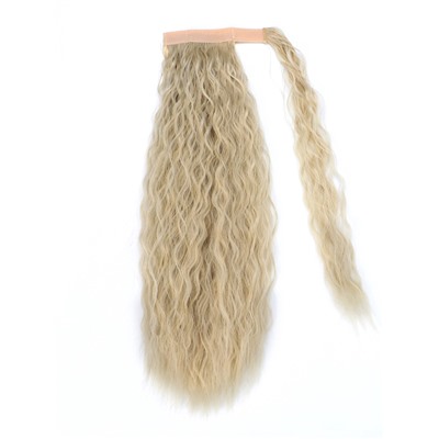Хвост накладной, волнистый волос, на резинке, 60 см, 100 г, холодный блонд(#SHT88 В)