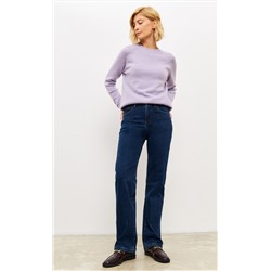 Джинсы утеплённые женские на флисе F322-0135W d.blue