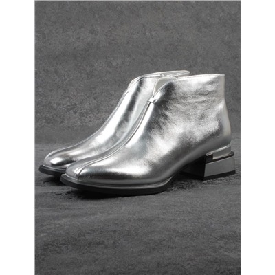 01-B50B-96C GREY/SILVER Ботинки демисезонные женские (натуральная кожа, байка)
