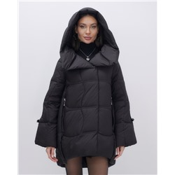 Куртка зимняя женская с большим капюшоном модная черного цвета 7739Ch
