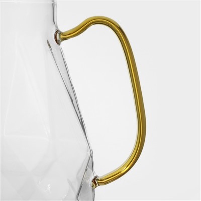 Кувшин для воды Magistro «Льдинка», 1.75 л, 14×21 см, с металлической крышкой, стекло, прозрачный